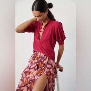 NATION LTD VERONIQUE GIRLY HENLEY TEE